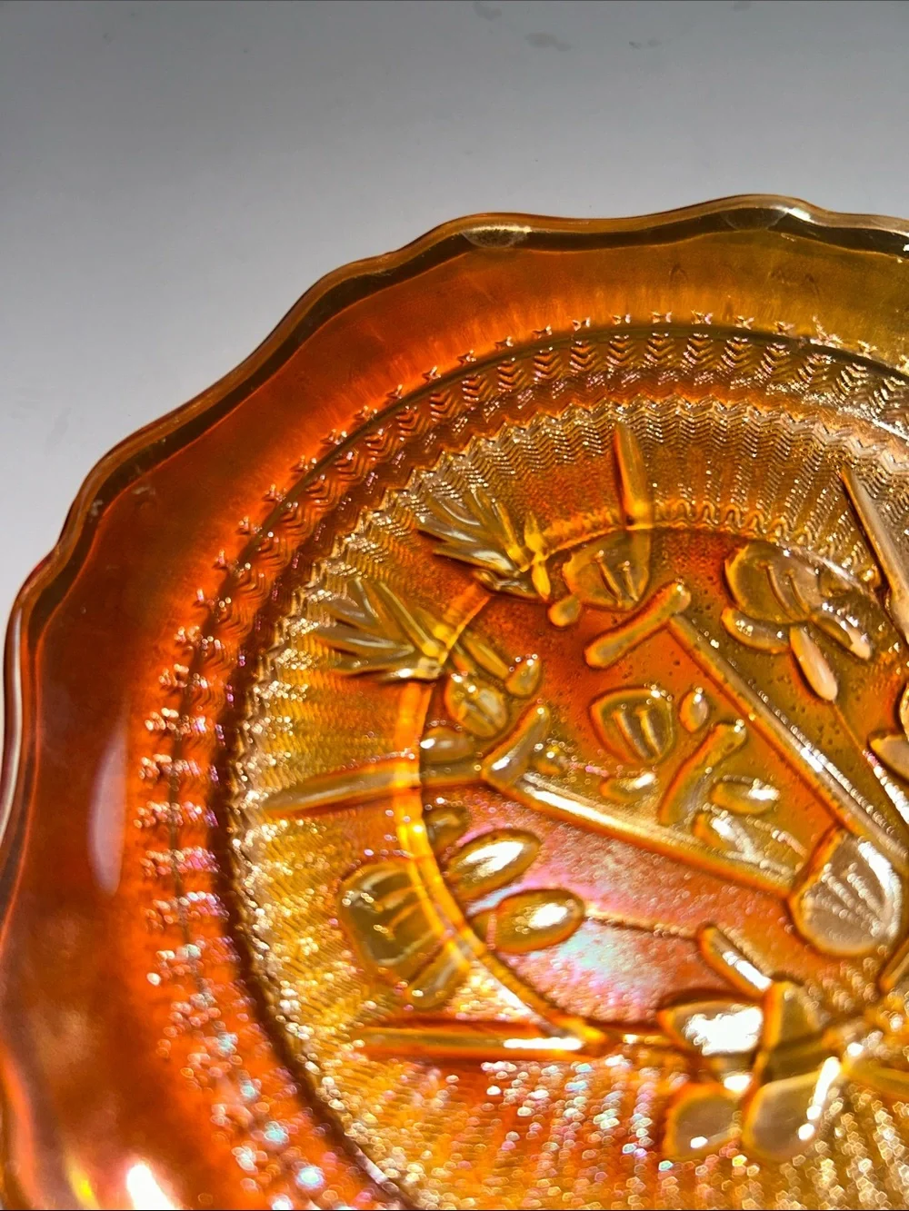 Jeannette Glass Company saucer or dessert plate in Iris and Herringbone pattern